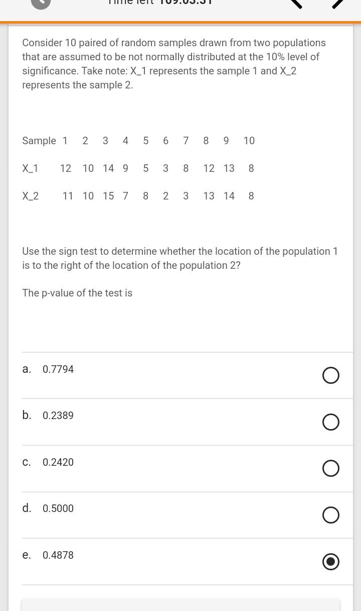 Solved Consider 10 Paired Of Random Samples Drawn From Two | Chegg.com