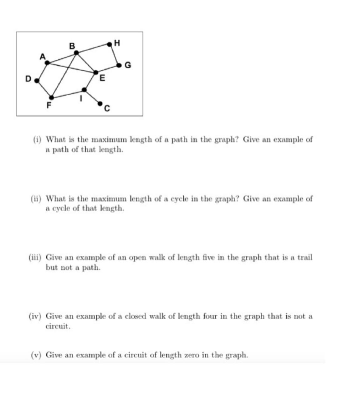 Solved B G D E (i) What is the maximum length of a path in | Chegg.com