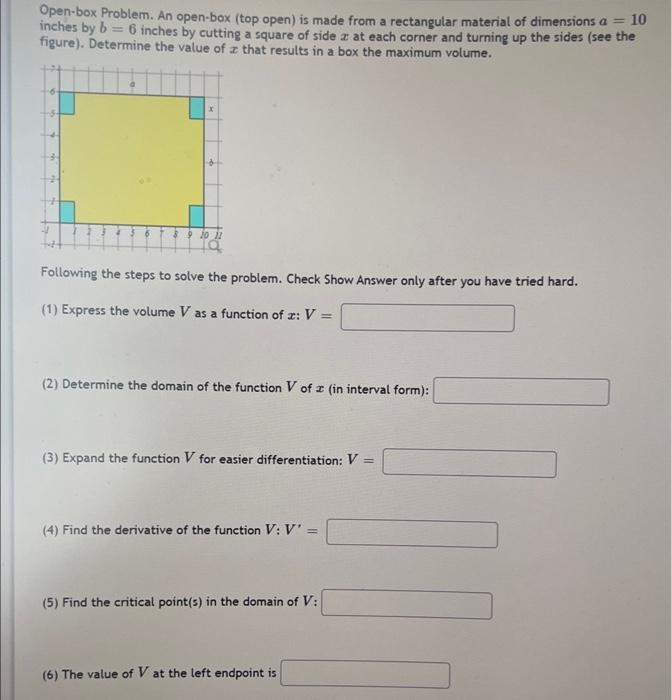 Solved Openbox Problem. An openbox (top open) is made from