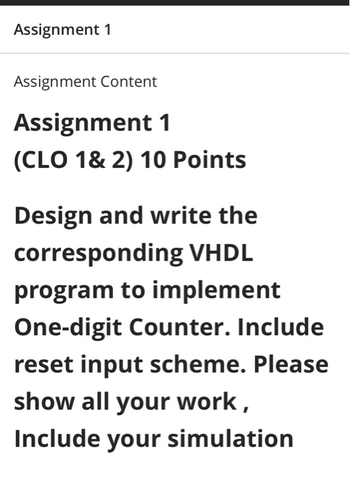 Solved Assignment 1 Assignment Content Assignment 1 (CLO 1& | Chegg.com