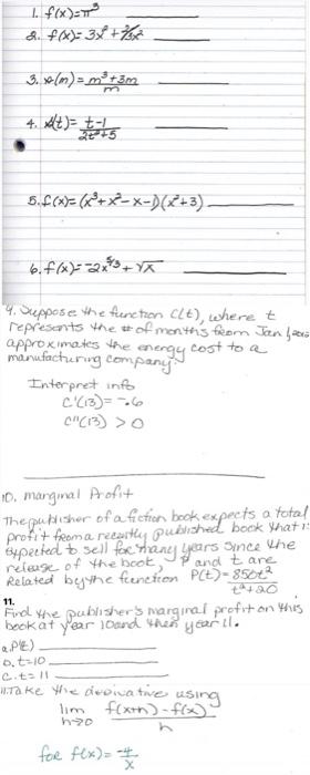 Solved find the derivative (show work and solve) for | Chegg.com