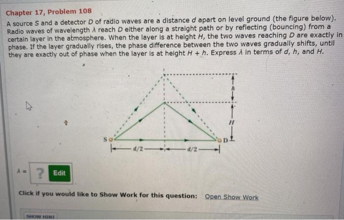 Solved Chapter 17, Problem 108 A source S and a detector D | Chegg.com