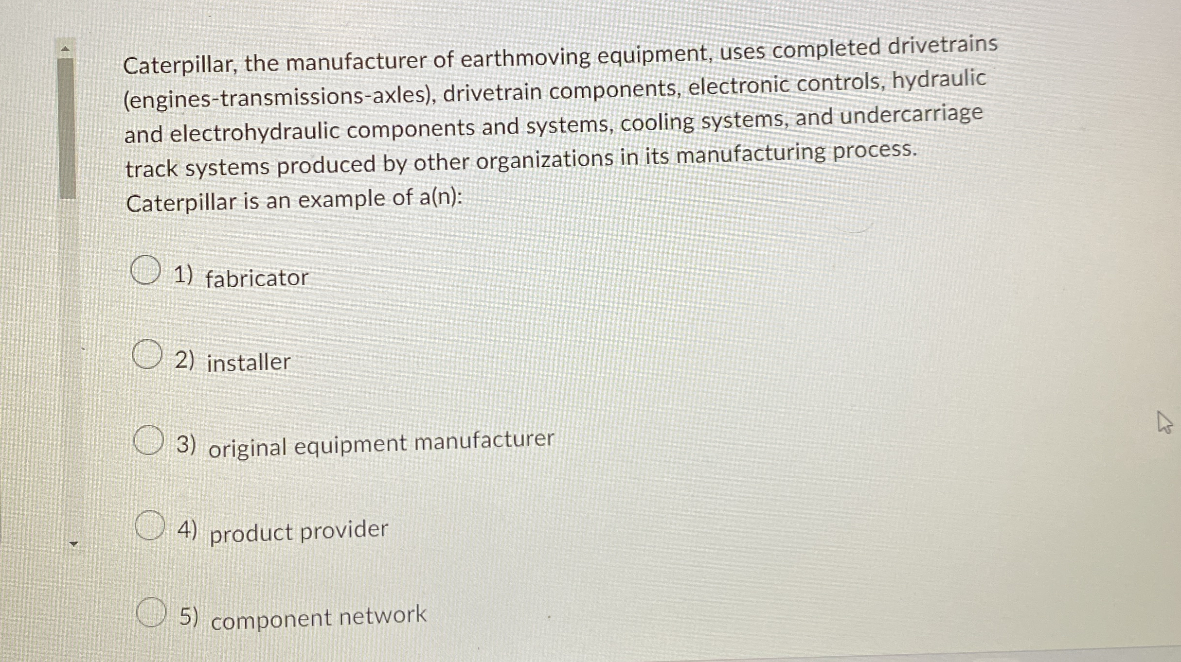 Solved Caterpillar, the manufacturer of earthmoving