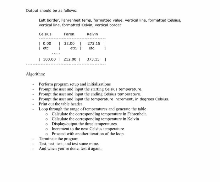 Solved . Problem: Write a program that will display a | Chegg.com