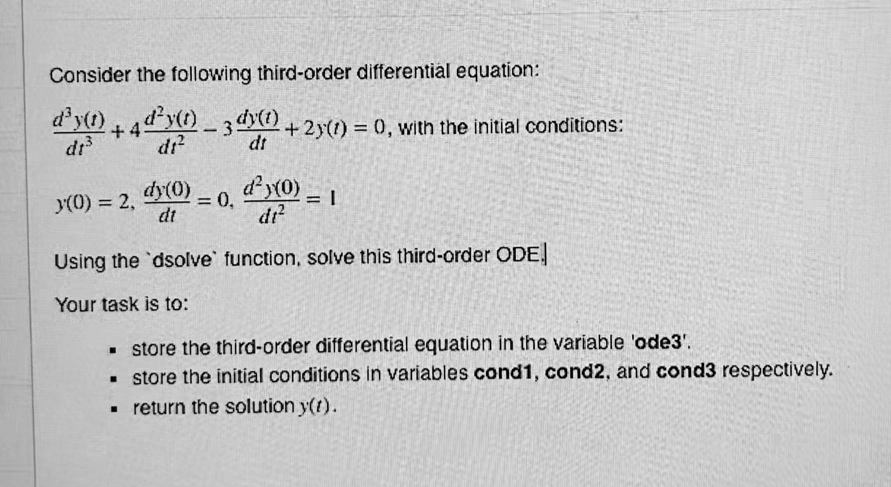 Solved Consider the following third-order differential | Chegg.com