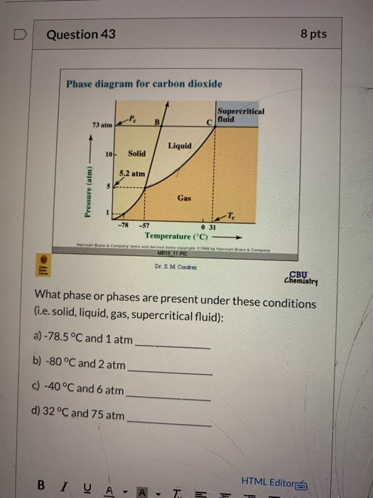 Solved D Question 43 8 pts Phase diagram for carbon dioxide | Chegg.com