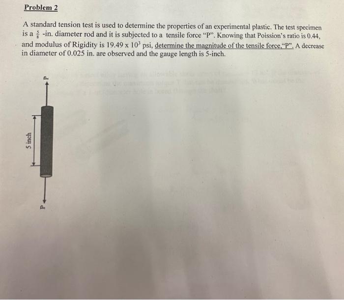 Solved Problem 2 A Standard Tension Test Is Used To | Chegg.com