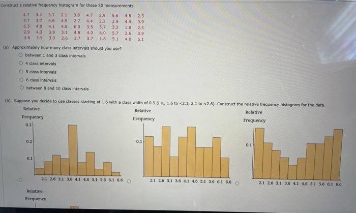 Solved Construct a relative frequency histogram for these 50 | Chegg.com