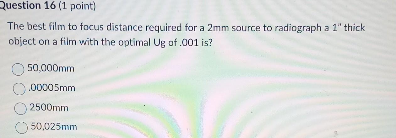Solved The best film to focus distance required for a 2 mm | Chegg.com
