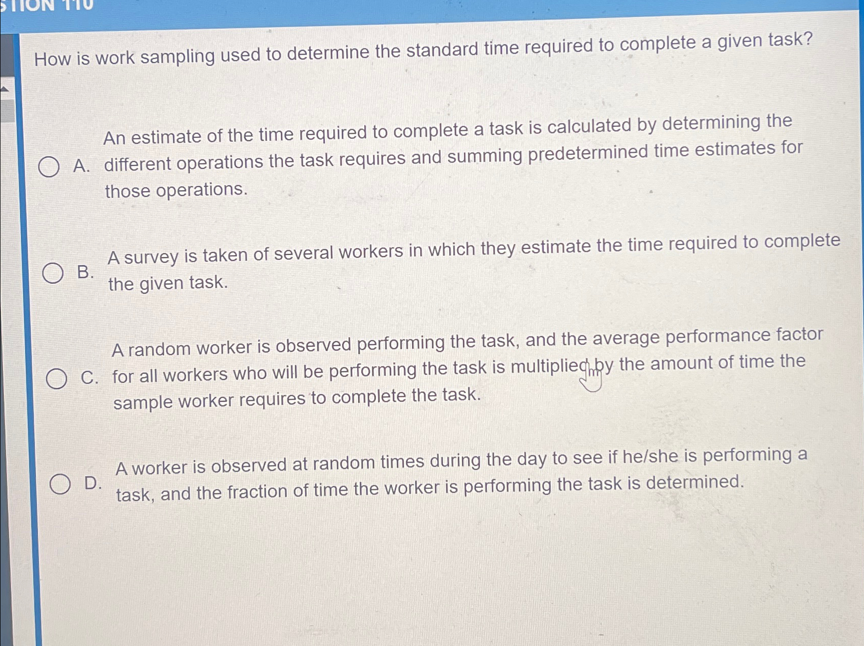 Solved How is work sampling used to determine the standard | Chegg.com
