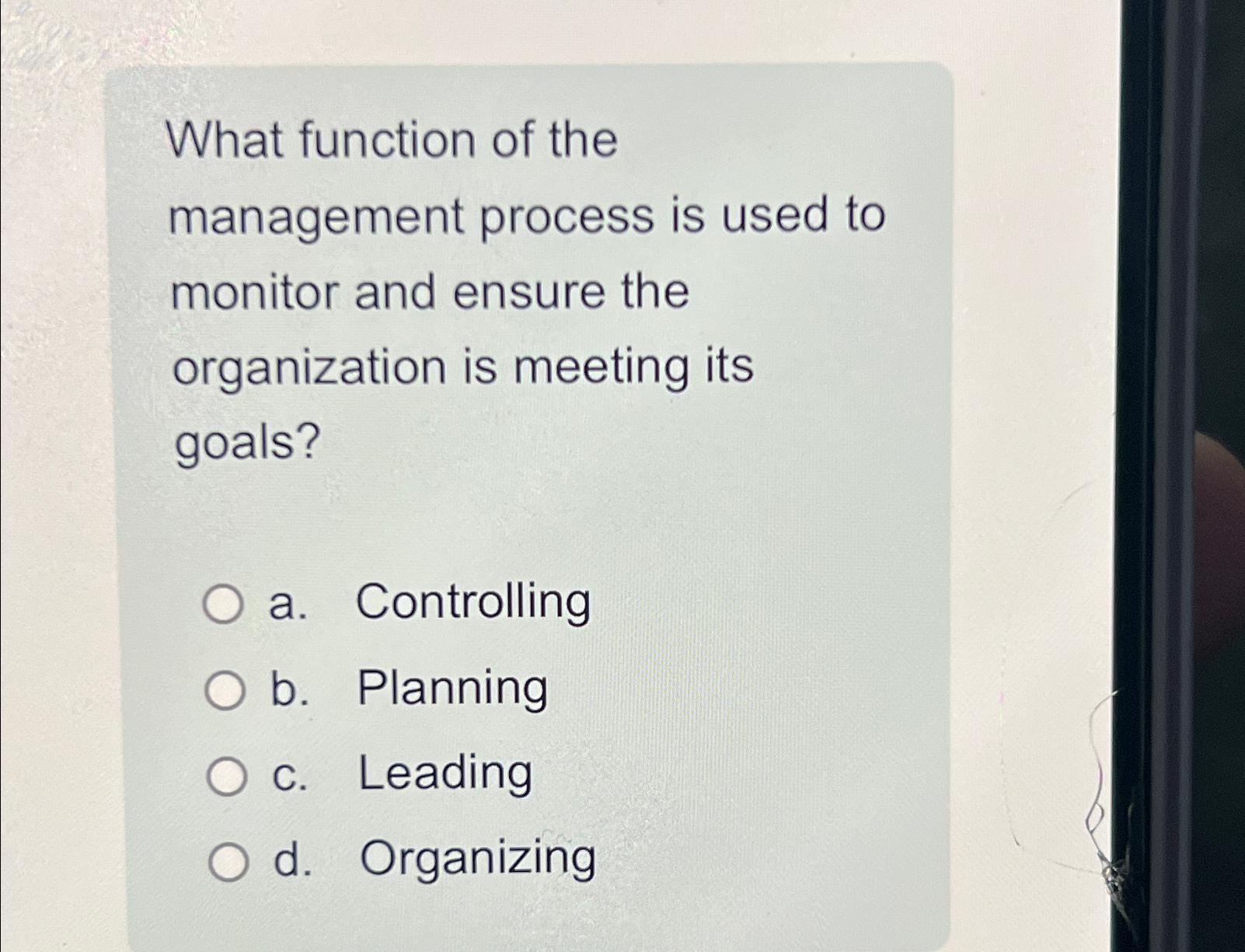Solved What function of the management process is used to | Chegg.com