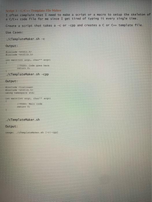 Part 2 -Scripting Write a bash script Une thell | Chegg.com