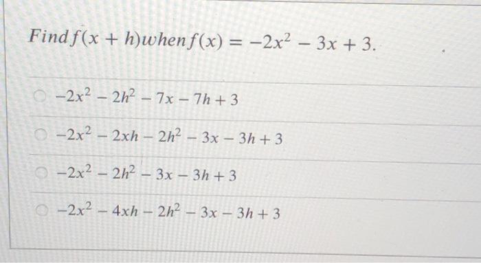 Solved Find The Value For The Function Find F 2 When F X