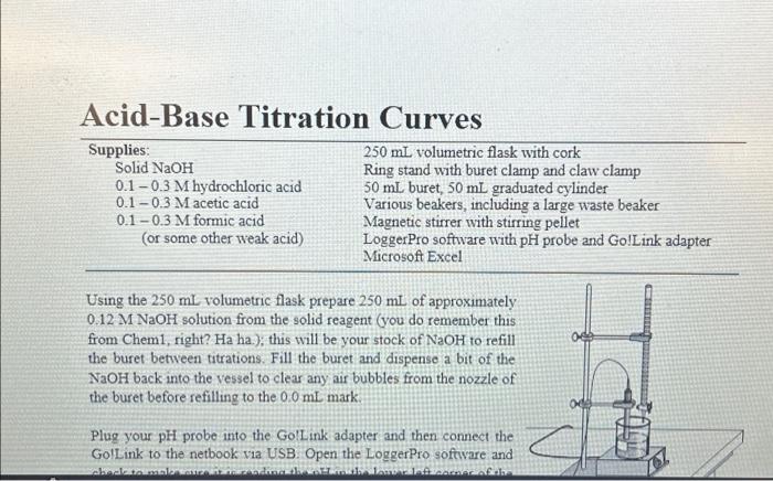 Solved Acid-Base Titration Curves Supplies: Solid NaOH | Chegg.com