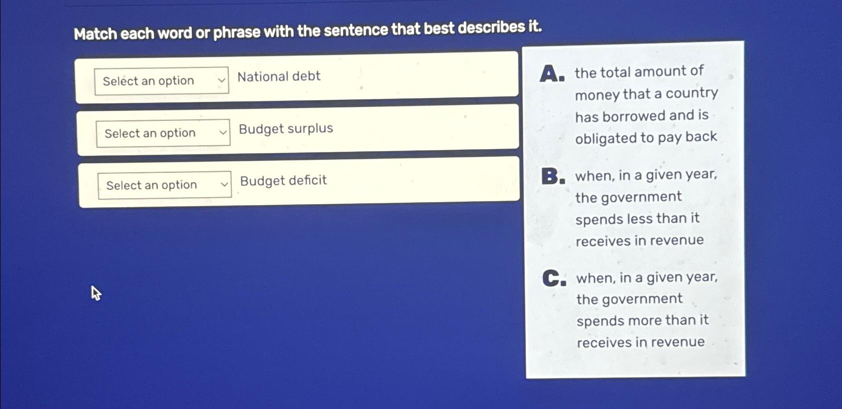 Match each word or phrase with the sentence that best | Chegg.com