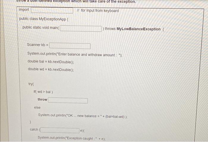 Solved Complete the following Java program by typing in the | Chegg.com