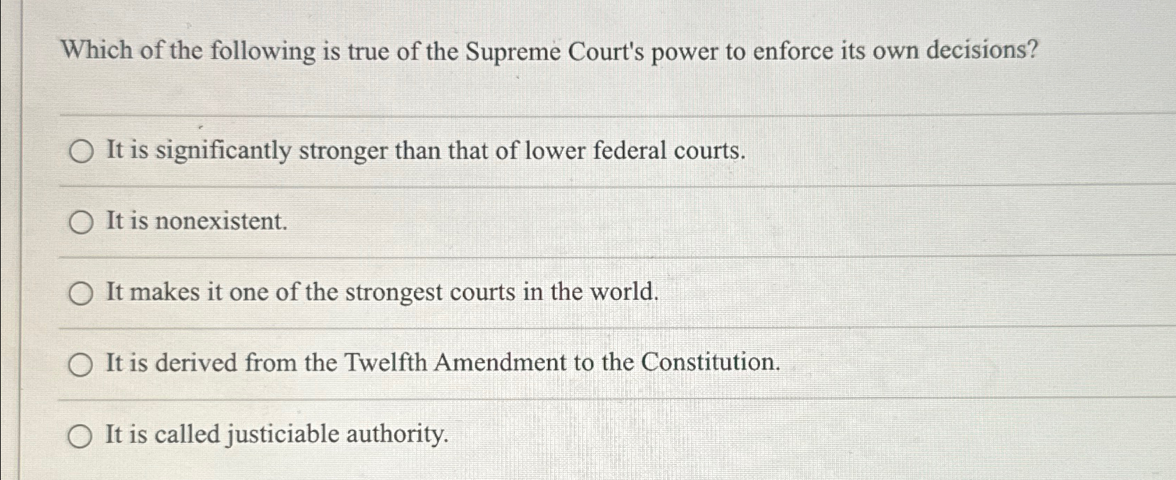 Solved Which of the following is true of the Supreme Court's | Chegg.com
