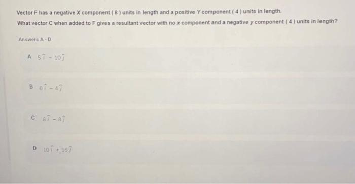 Solved Vector F has a negative X component (B) units in | Chegg.com