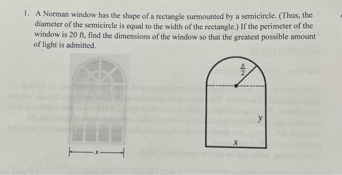 Solved A Norman window has the shape of a rectangle | Chegg.com