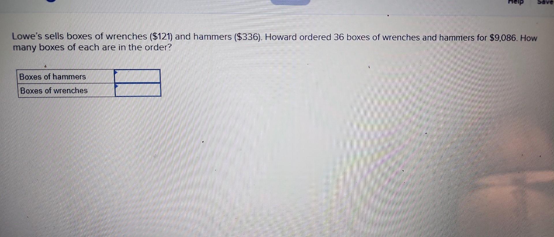 Solved Lowe's sells boxes of wrenches (121) and hammers