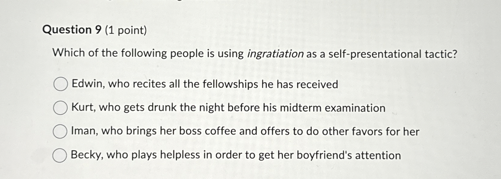 Solved Question 9 (1 ﻿point)Which of the following people is | Chegg.com