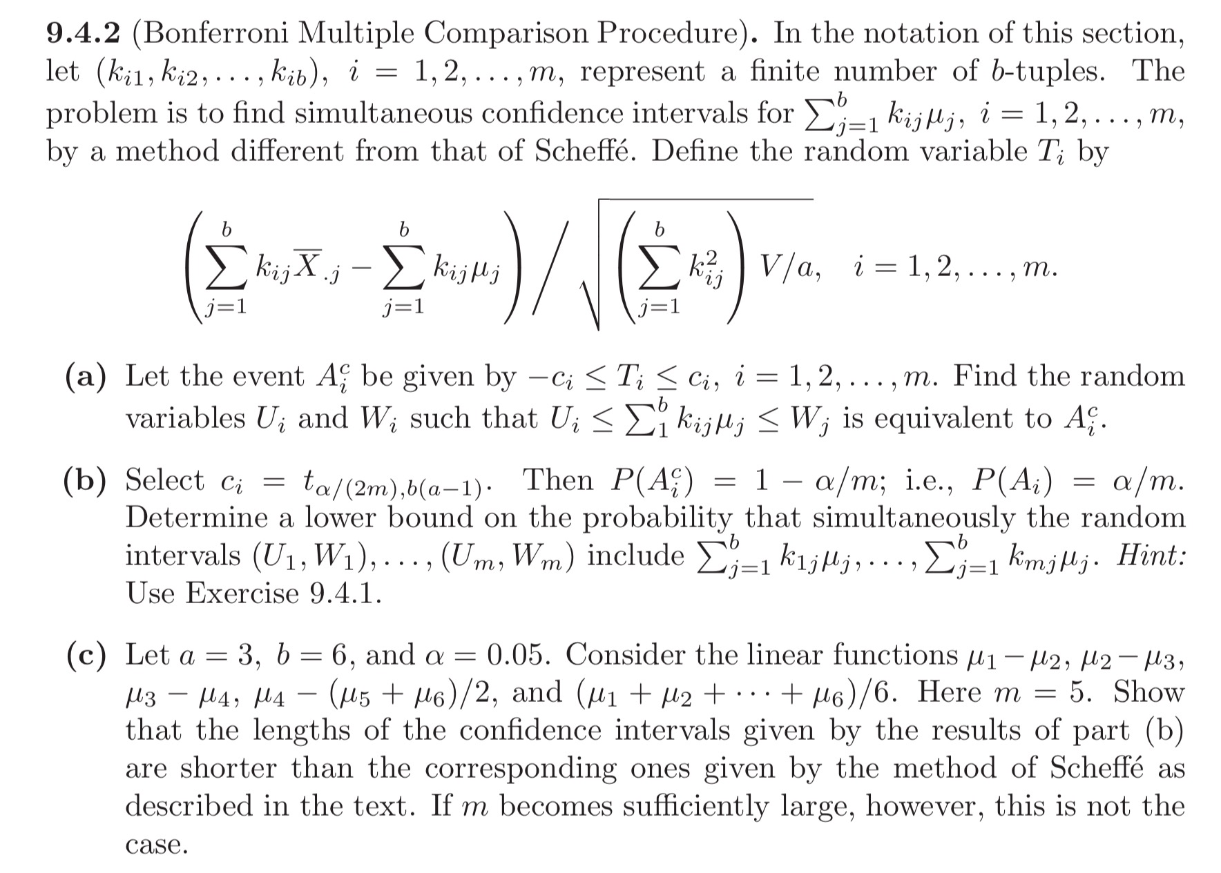 Solved 9.4.2 (Bonferroni Multiple Comparison Procedure). ﻿In | Chegg.com