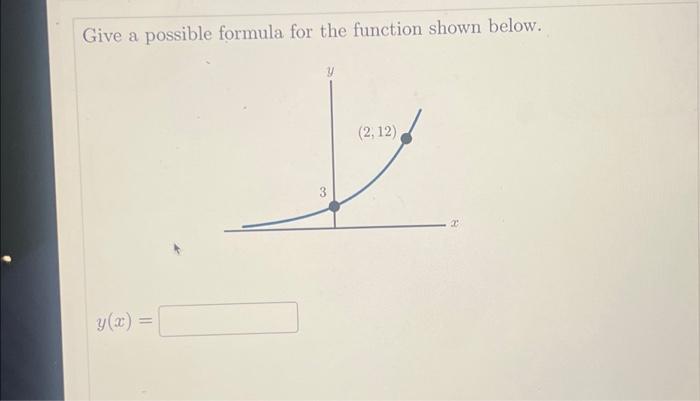 Solved Give a possible formula for the function shown below. | Chegg.com