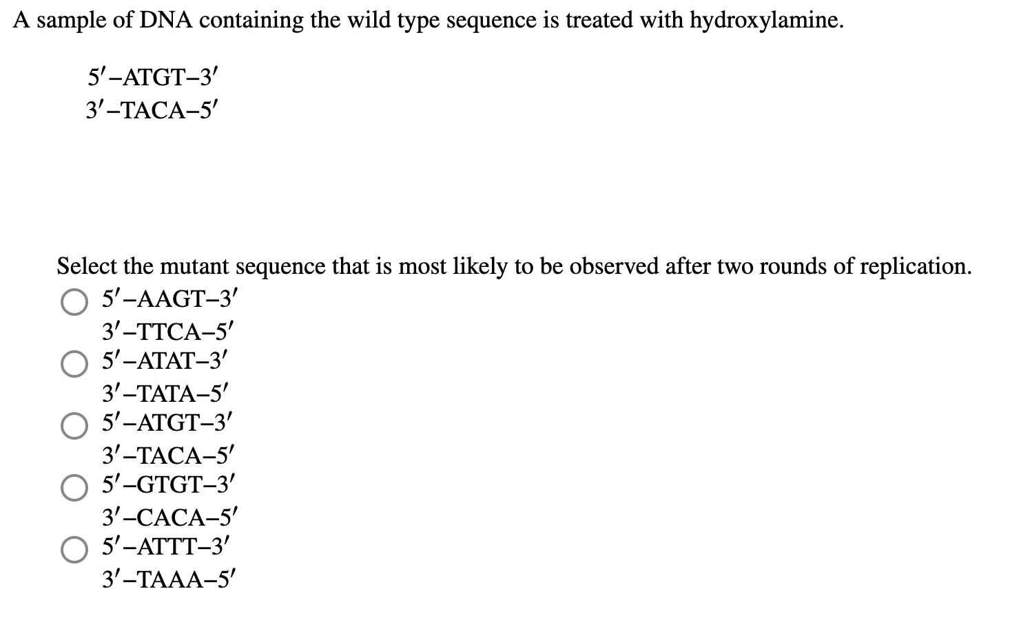 Solved A sample of ﻿DNA containing the wild type sequence is | Chegg.com