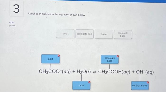 Solved Label each species in the equation shown | Chegg.com