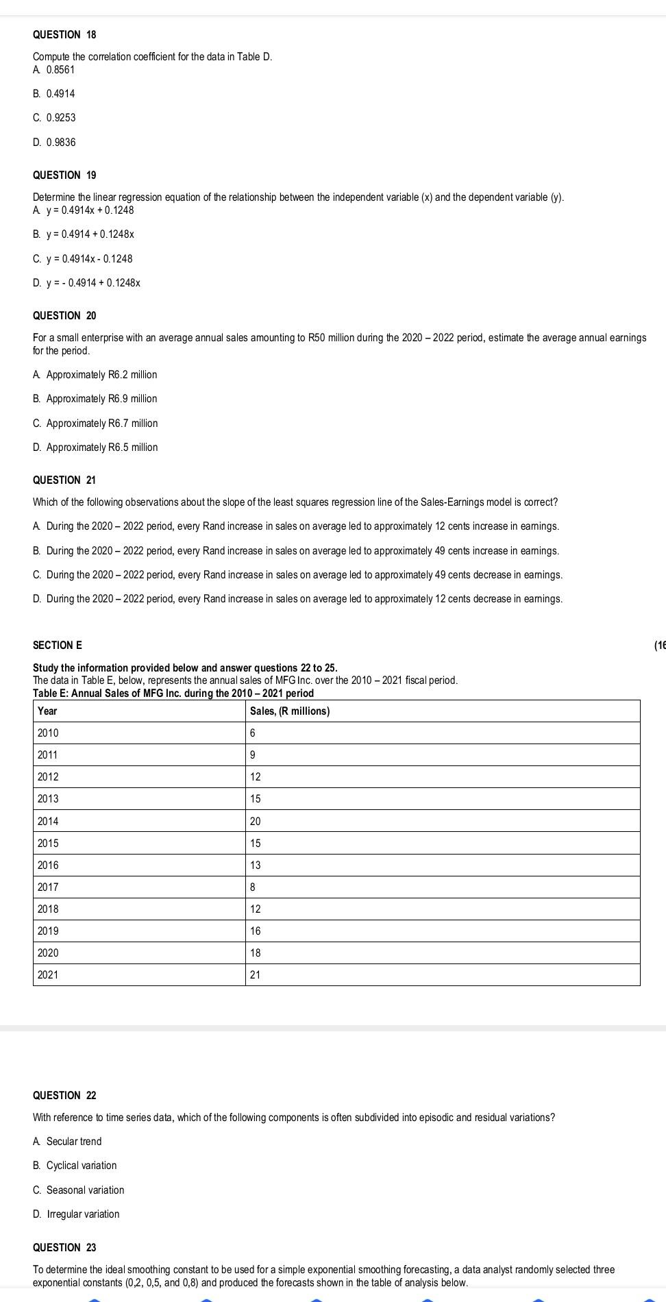Solved Answer All 25 Questions Section A Based On The Chegg Solved Answer All 25 Questions Section A Based On The Chegg