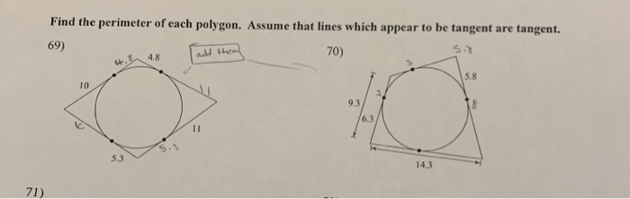 Solved 69 Find The Perimeter Of Each Polygon Assume That 