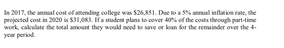 In 2017 , ﻿the Annual Cost Of Attending College Was | Chegg.com