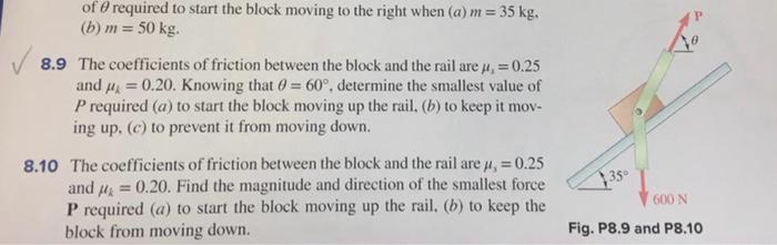 Solved of θ required to start the block moving to the right | Chegg.com