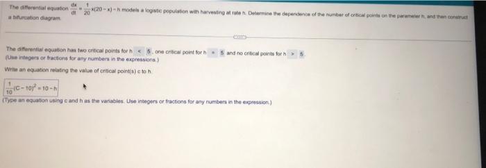 Solved a hetrcation diagram. The dfferential equatan has two | Chegg.com