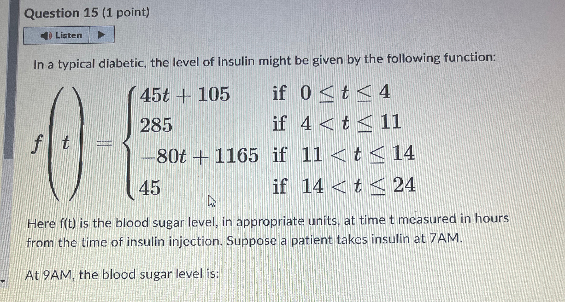 Solved Question 15 (1 ﻿point)In a typical diabetic, the | Chegg.com