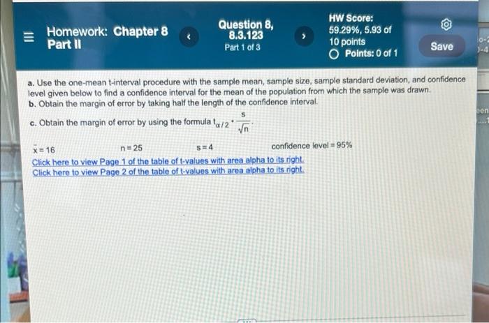 Solved Homework: Chapter 8 Part II Question 8, 8.3.123 Part | Chegg.com