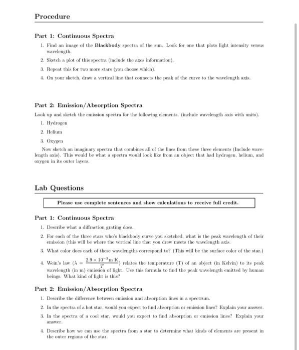 Solved Introduction Spectroscopy is THE most important tool