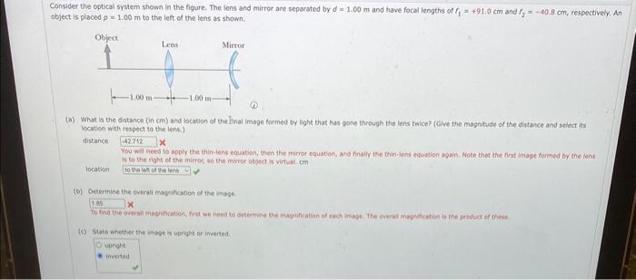Solved Consider the optical system shown in the figure. The | Chegg.com