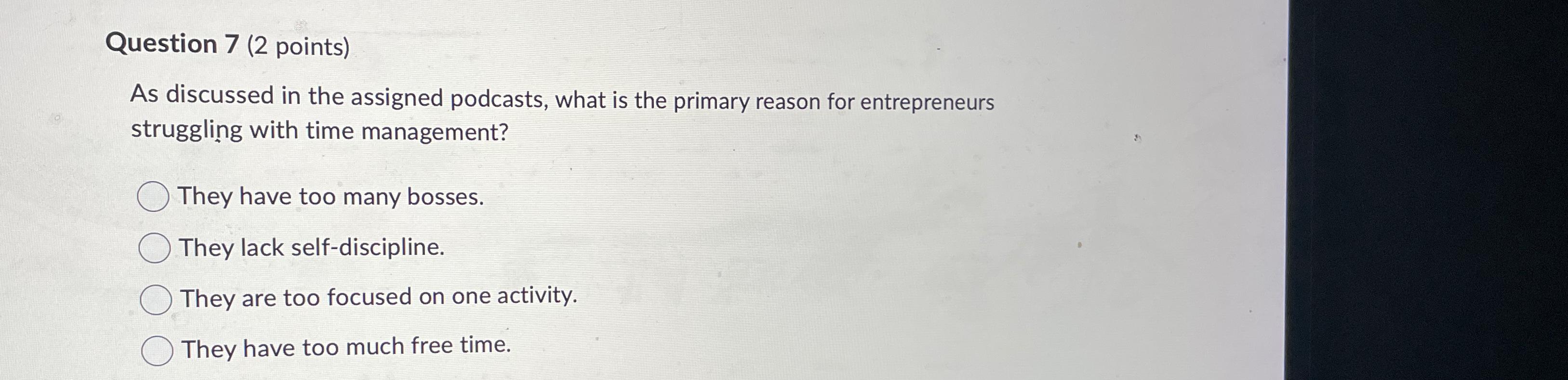 Solved Question 7 (2 ﻿points)As discussed in the assigned | Chegg.com