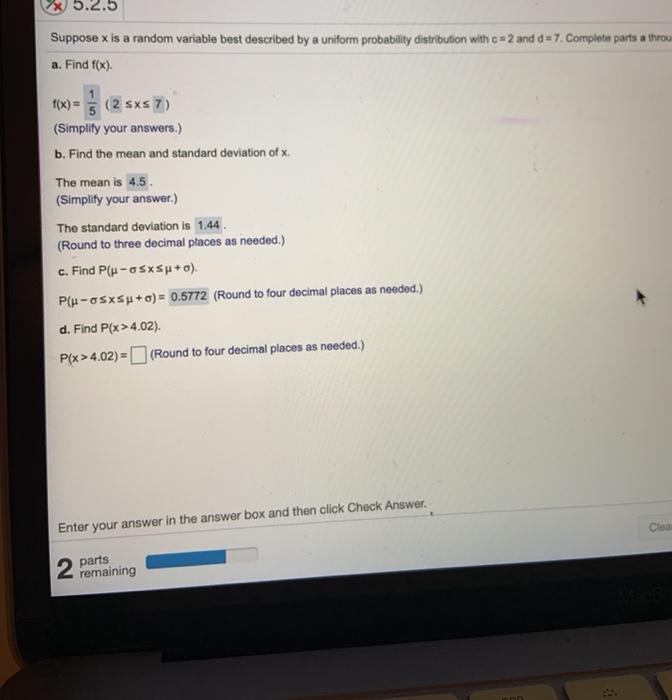 Solved 5.2.5 Suppose x is a random variable best described | Chegg.com