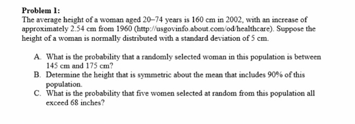 Solved 5) Suppose the (sample) average height of women in