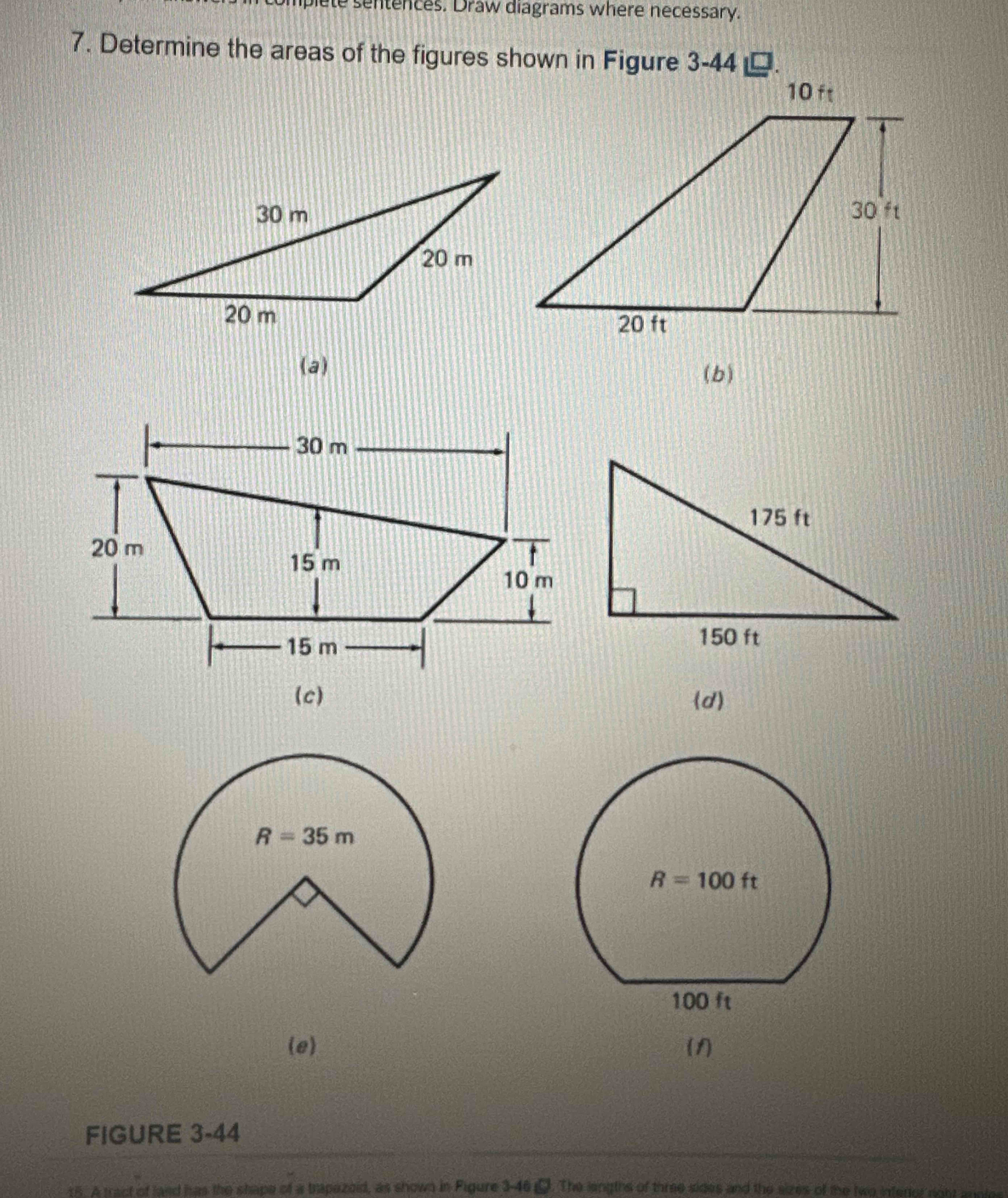 Solved Determine the areas of the figures shown in Figure | Chegg.com