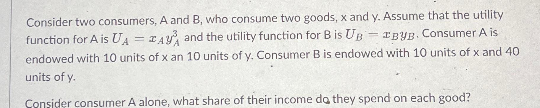 Solved • ﻿Consider Two Consumers, A And B, ﻿who Consume Two | Chegg.com