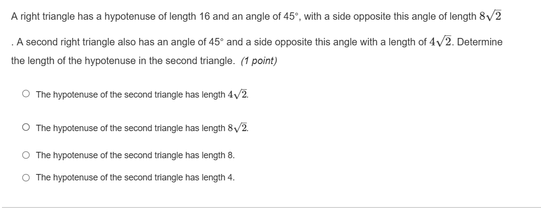 Solved A right triangle has a hypotenuse of length 16 and | Chegg.com