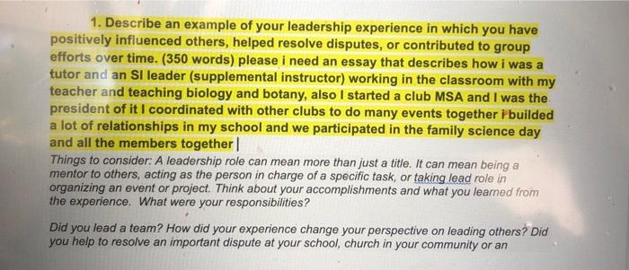 what does leadership mean to me essay