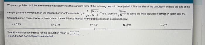 Solved ở Nền When a population is finite, the formula that | Chegg.com