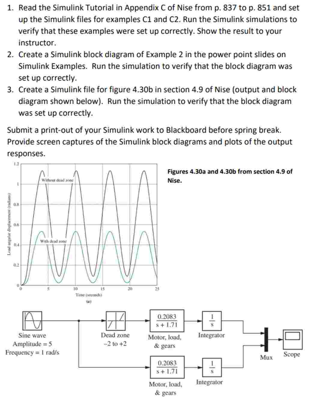 Solved 1. ﻿Read the Simulink Tutorial in Appendix C of Nise | Chegg.com