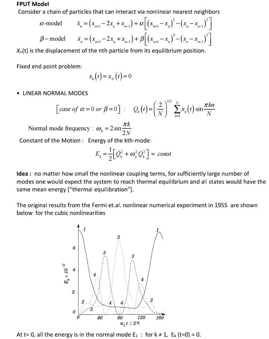 FPUT Model Consider a chain of particles that can | Chegg.com