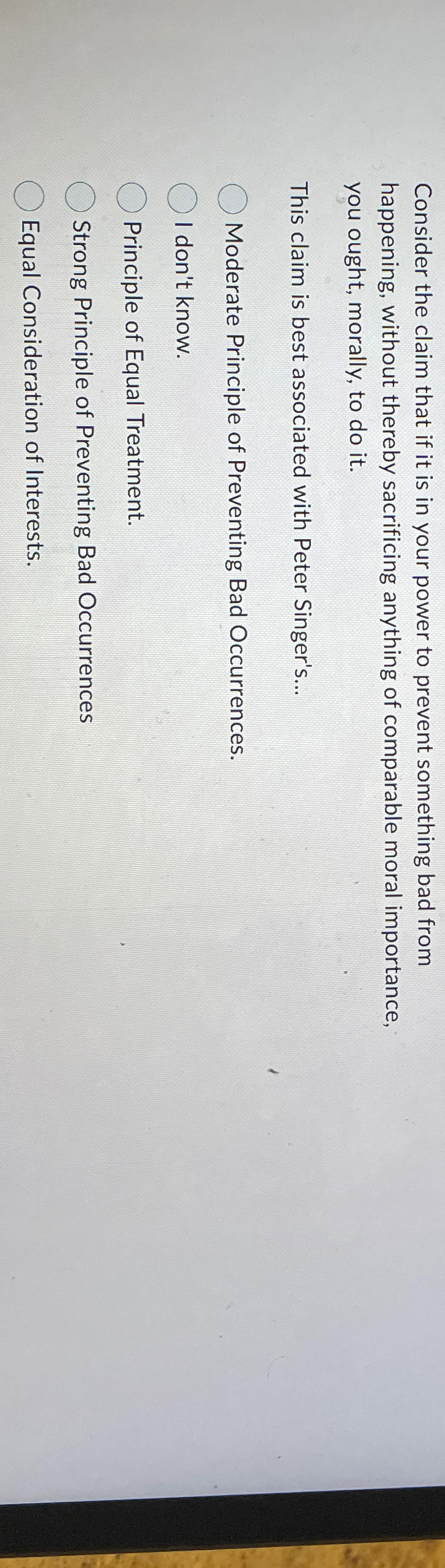 Solved Consider the claim that if it is in your power to | Chegg.com