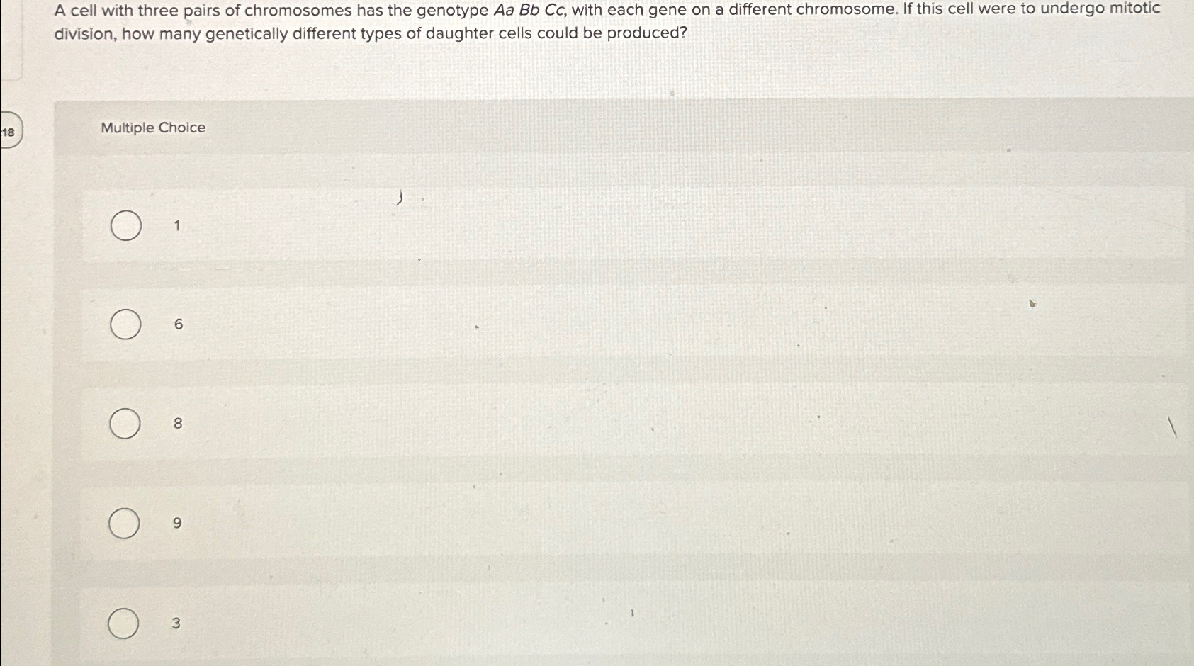 Solved A cell with three pairs of chromosomes has the | Chegg.com